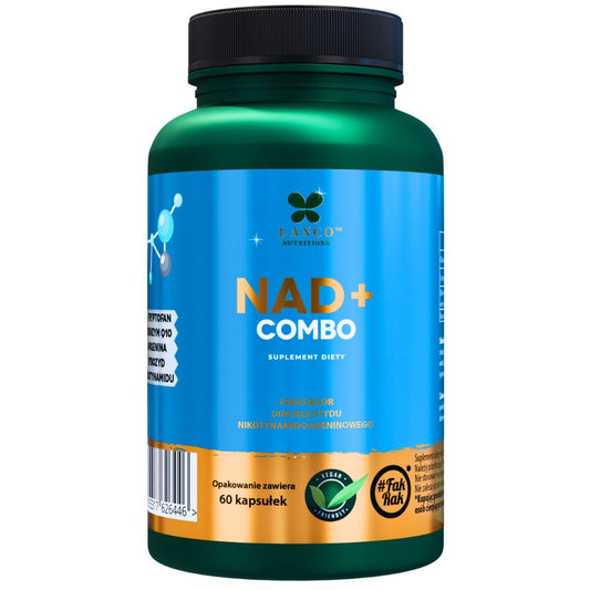 NAD+ Combo 730mg - Dinukleotyd nikotynamidoadeninowy (prekursor) - Koenzym Q10, Apigenina, L-tryptofan, Rybozyd Nikotynamidu NR - Longevity Formula-  60 kaps