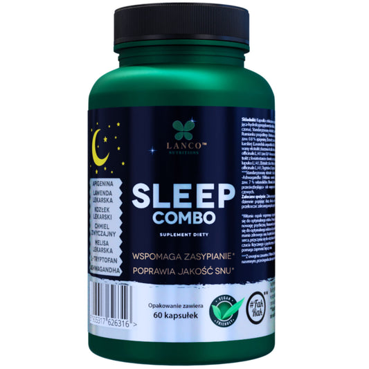 Tabletki na sen Premium - SLEEP COMBO - ziołowe ekstrakty nasenne - aż 7 substancji - 60 kaps